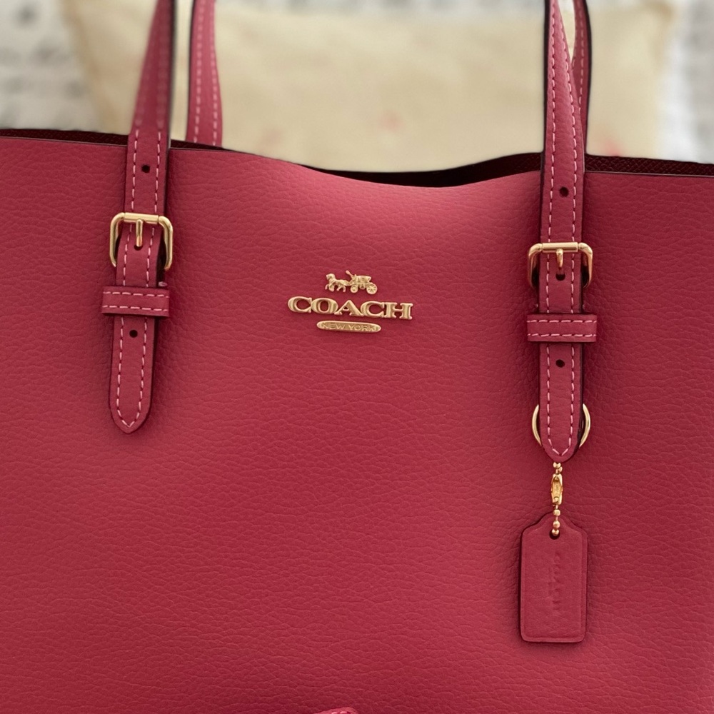 ๐ COACH | Pink Strawberry Haze Mollie Tote 25 Crossbody Shoulder Bag Purse - Picture 9 of 16